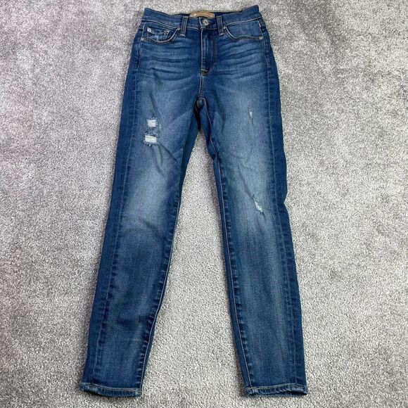 7 For All Mankind Jeans Women’s 24 Blue Dark Wash Super Skinny Luxe Vintage - Picture 1 of 12